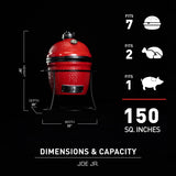 Kamado Joe Joe Jr 13.5-inch Portable Ceramic Charcoal Grill with Grill Stand, Stainless Steel Cooking Grate, Heat Deflectors and Ash Tool in Red, Model KJ13RH Kamado Joe