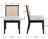 HNY Farmhouse Rattan Dining Chairs Set of 2, Mid Century Modern Kitchen & Dining Room Chairs, Cane Upholstered Kitchen Chairs Side Chairs with Black Hardwood Frame, Beige HNY