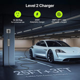 FlowGo Level 2 EV Charger 40A J1772 Connector 9.6KW Electric Car Charger 240V with 14-50 Plug 25 FT Cable 15-40 Amps Adjustable Current Mobile Vehicle Charging Station for All EVs FlowGo