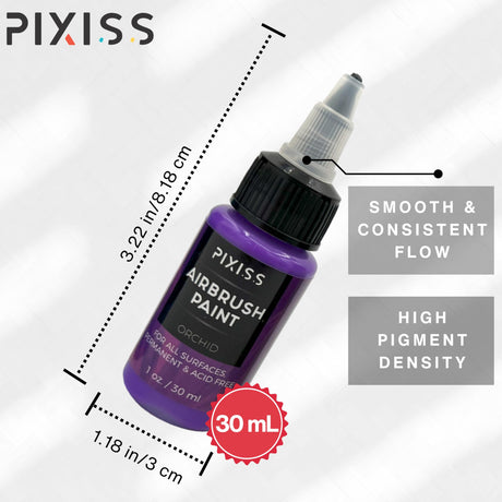 Pixiss Air Brush Painting Set - 10 Colors of Acrylic Paint for Airbrush Kit - Acrylic Airbrush Paint Set for Model Paint Kit - Vibrant Pigments for Various Surfaces Pixiss
