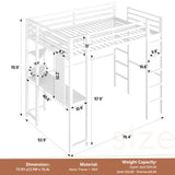 Shintenchi Loft Bed Full Size with Desk and Storage Shelves, Frame with 2 Side Ladders for Kids, Teens Adults, Spcace-Saving Noise-Free and Anti-tilt Design, White Shintenchi