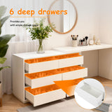 Hotpzeddaque L Shaped Vanity Desk with 6 Drawers, 80.7″ Dresser Desk Combo with Storage,Wood Makeup Dressing Table for Bedroom Corner, Women Girls, White (80.7“) Hotpzeddaque