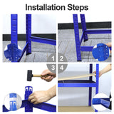 Wefrib Heavy Duty Shelf - Garage Shelving Units with 5 Tier Shelves Heavy Duty Rack with a max Load of 1900lbs for Garages, Sheds, Warehouses, Workshops (Blue, L) Wefrib