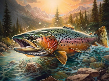 DIY 5D Diamond Art Painting Kits for Adults Colorful Rainbow Trout Diamond Art Easy for Beginner Round Full Drill Cross Stitch Mosaic Gems Craft for Home Decoration Festival Gift 40x50 WoodArtSupply