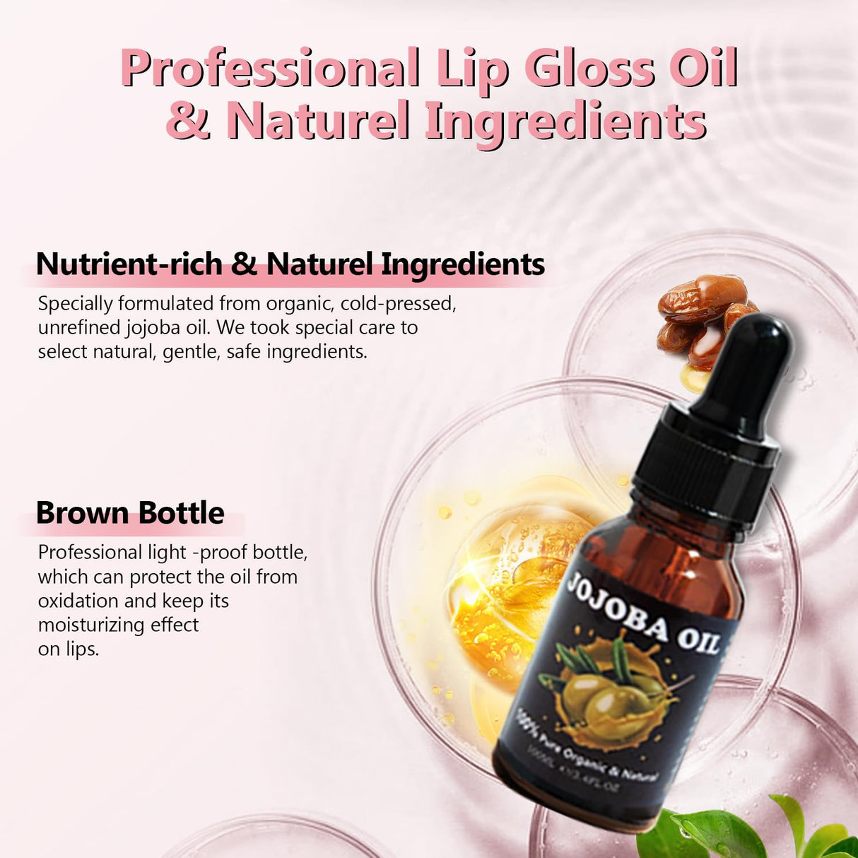 TSVATE Lip Gloss Making Kit, Lip Gloss Kit, Diy Lipgloss Set, Fun Make Your Own Lipgloss Kids Lip Gloss for Girls, Women, Moisturizing Lip Gloss Base, Jojoba Oil, Tubes, Gift for Her TSVATE