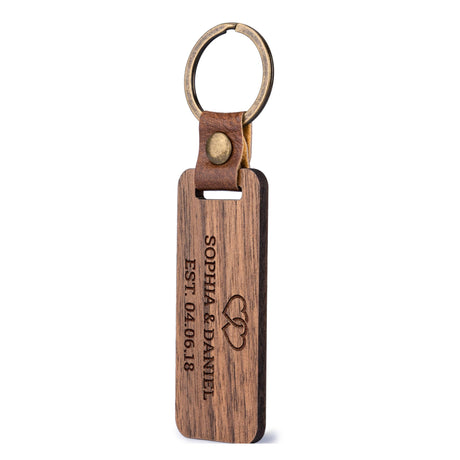 Lara Laser Works Personalized Wood Keychain w/Icon & Any Text, Custom Engraved Key Tag - 30 Icon, 5 Font Options - Housewarming Gifts for Men, Walnut Lara Laser Works