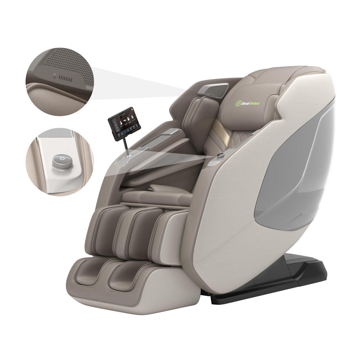 Real Relax 4D Massage Chair Full Body, Zero Gravity Recliner with Negative Ion Purification, Aromatherapy, 20 Auto Modes, Yoga Stretching, Touch Screen, Foot Rollers, Wireless Charger, PS5200 Brown Real Relax