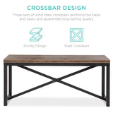 Best Choice Products 45.5in 3-Piece Bench Style Dining Furniture Set, 4-Person Space-Saving Dinette for Kitchen, Dining Room w/ 2 Benches, Table - Brown/Black Best Choice Products