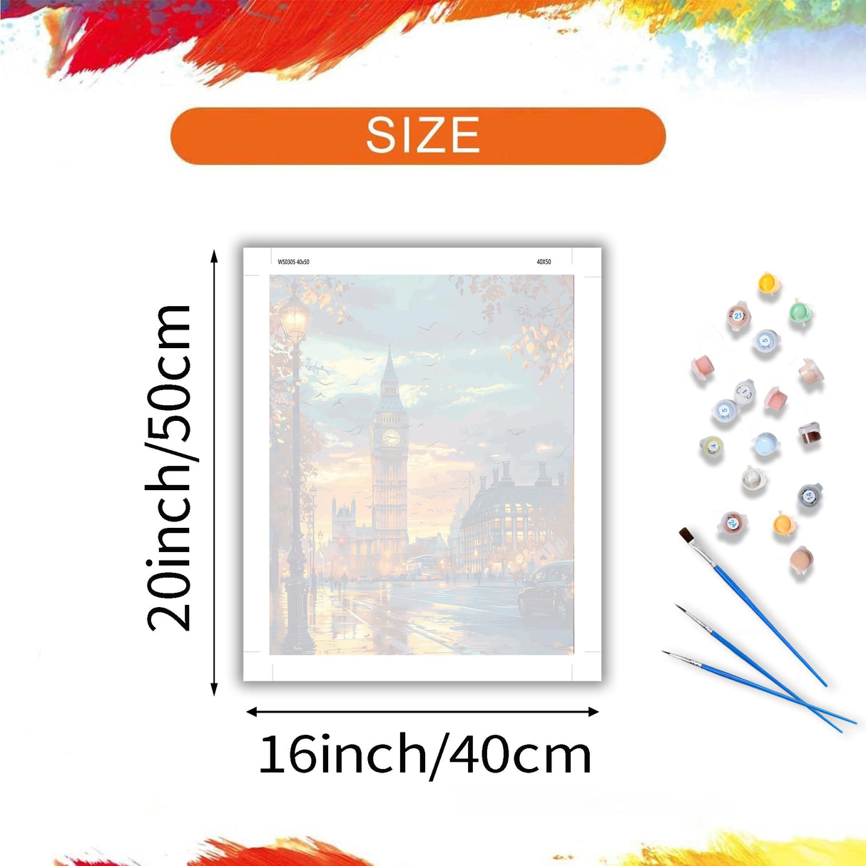 Big Ben Paint by Number Kits for Adults, Fall London Street Paint by Numbers, London Landmark Acrylic Painting for Home Wall Decor Gifts - City Scenery(16×20inches, No Frame) ARNLRDYA