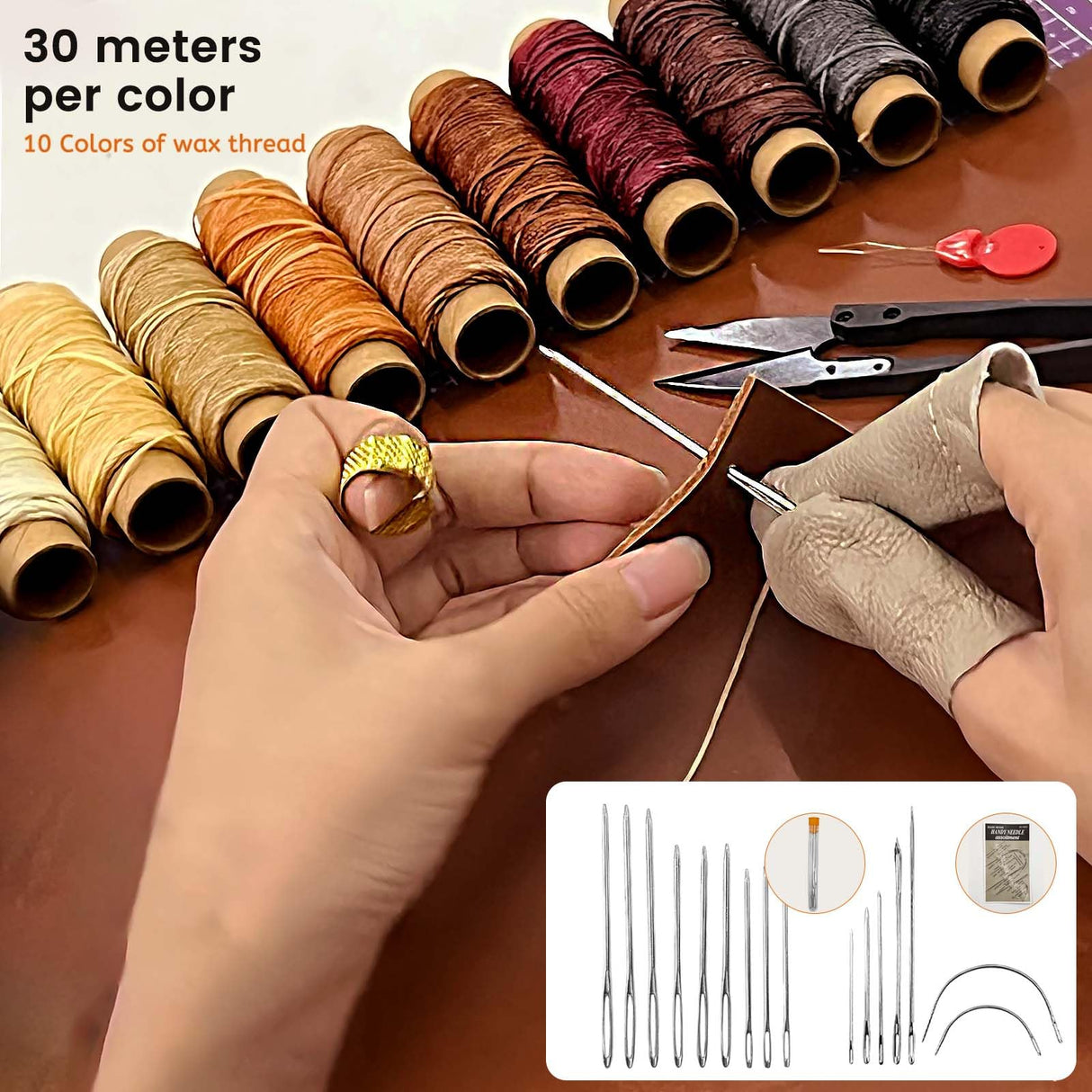Daily Treasures 73pcs Leather Craft Kits with Portable Handbag, Leather Working Kit with 18 Punch Tool,Tracing Wheel,7 in 1 Groover,Awl,Waxed Thread,Needles,Tools for DIY Polishing Sewing Cutting Daily Treasures