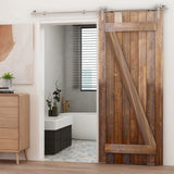 TSMST 6FT Sliding Barn Door Hardware Kit, Stainless Steel Heavy Duty Sturdy Barn Door Track for Single Wood Door, Slide Smoothly Quietly (Y Style) TSMST