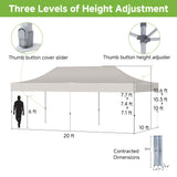 10x20ft Patio Easy Setup Pop Up Canopy Commercial Heavy Duty, Canopy Tent for Outdoor Events Instant Portable Shelter, 1 Roller Bag, 6 Sandbags, 10 Stakes, 6 Ropes, 5 Spare Screws, Gray DOVELF