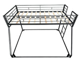 PVWIIK Metal Twin XL Over Queen Bunk Bed w/Ladder and Safety Guardrail for Kids Teens Adults,Heavy-Duty Sturdy Bunk Bed,No Box Spring Needed,Black PVWIIK