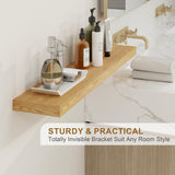 Fun Memories 55 Inch Fireplace Mantel Shelf -Long Floating Shelf, Wall Mounted Farmhouse Display Shelf with Invisible Heavy Duty Metal Bracket, Oak Fun Memories