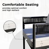 Grand patio Outdoor Dining Set for 6, 7 PCS Patio Table and Chairs Set, Metal Woven Wicker Fixed Patio Chairs with Thickened Cushions & 1 Rectangular Woodgrain Dining Table with Umbrella Hole (Black) Grand patio