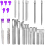 Bupete 65 Pcs Large Eye Blunt Needles Set, 12 Sizes Large Eye Sewing Needles, Tapestry Needles, Yarn Needles with Threaders, Embroidery Needles for Hand Sewing for Knitting Sewing Bupete