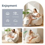 MAXYOYO Giant Bean Bag Chair, Oversized Bean Bag Couch for Adults and Kids, Faux Fur Shell-Shaped Large Bean Bag Chair with Filler, Stuffed Big Accent Sofa Chair Floor Sofa for Gaming, Reading, Beige MAXYOYO