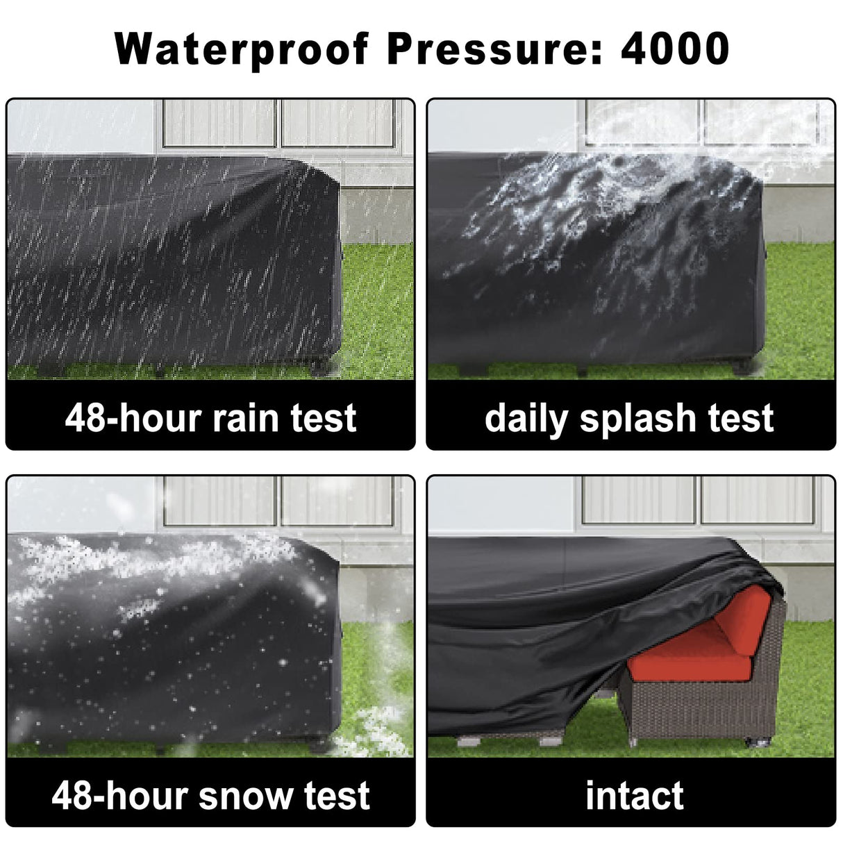 Patio Furniture Covers Waterproof, Outdoor Furniture Covers Rip-proof for Patio Furniture Set Table and Chairs, Windproof UV and Fade Resistant Outdoor Sectional Cover 74"L X 47"W X 28"H Lipneaed