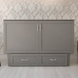 AFI, Monroe Queen Murphy Bed Chest with 6" Mattress, Storage Drawer & Built-in USB Charger, Grey AFI