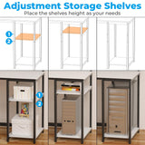 GreenForest 40 inch Home Office Desk with Power Outlets, Small Computer Desk with Ergonomic Monitor Stand, Reversible Gaming Desk, Modern Study Desk, Laptop Desk, White GreenForest