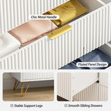 LYNSOM Dresser for Bedroom, Modern 6 Drawer White Dresser with Metal Handles and Wide Drawer, Wood Chest of Drawers for Living Room LYNSOM