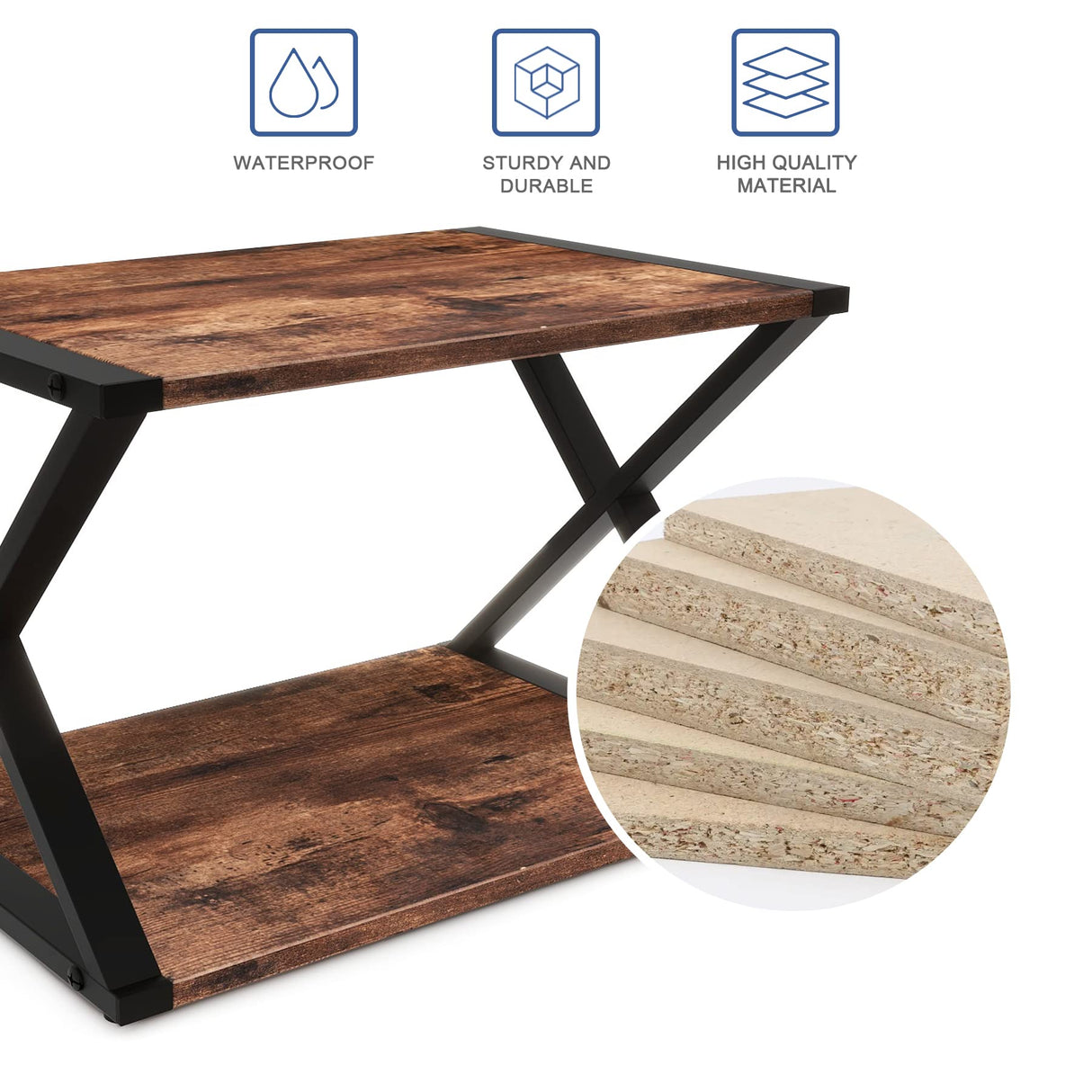 CALASK Desktop Printer Stand with Storage 2-Tier Wood Under Desk Printer Table, Multi-Purpose Printer Shelf for Home Office Organizer Storing Heavy Duty Fax Machine, Scanner, Rustic Brown CALASK