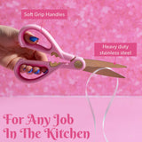 Paris Hilton All Purpose Kitchen Shears, Premium Stainless Steel Blades with Ergonomic Soft Grip Handles, 2-Piece Set, Pink Paris Hilton