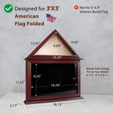 ASmileIndeep Flag Display Case Box for Folded 3'x5' American Veteran Flag Solid Wood Military Flag Certificate Shadow Box with Wall Mount Display ASmileIndeep