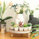 SwallowLiving Rustic Set of 2 Round Wood Tray Riser Farmhouse Pedestal Stand with Beaded Edge for Decor Wooden Finish Cupcake Display for Cakes and Decorative Items 11.8/7.5 inches SwallowLiving