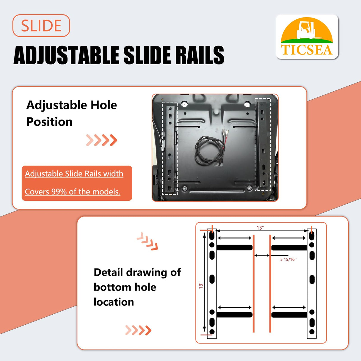 Universal Forklift Seat, Fold Down Tractor seat with Micro Switch for Tractor, Caterpillar Excavator Skid Loader Backhoe Dozer Telehandler TICSEA