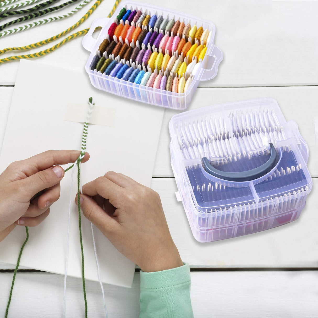 Peirich 201 Pack Embroidery Floss Kit, Includes Embroidery Threads 3-Tier Organizer Box Embroidery Kits for Friendship Bracelets Cross stitch DIY Floss Craft, Gift for Halloween Christmas Mother's Day Peirich