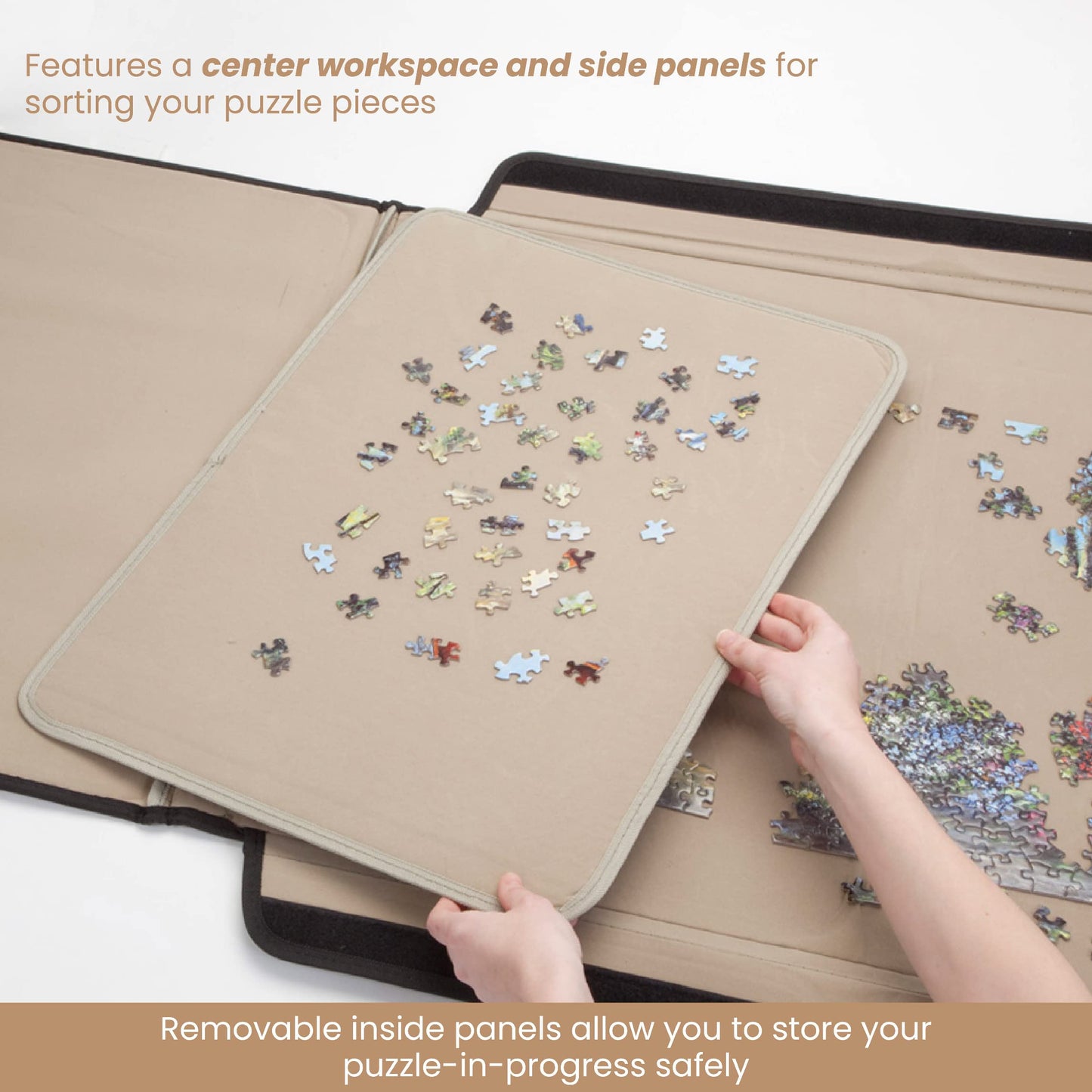 Bits and Pieces - 1500 Piece Size Porta-Puzzle Jigsaw Caddy - Puzzle Accessories - Puzzle Table - 24½" X 35½" - WoodArtSupply