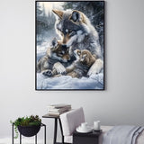 Diamond Paintings Kits for Beginners,Winter Wolf Diamond Arts Kits for Adults,5D DIY Full Drill Winter Snowy Landscape Paint by Diamond Dots,Gem Art Painting Kit for Home Wall Decor 11.8x15.8 Inch GXGLLPZBY