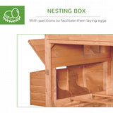 PawHut 137" Chicken Coop for 8-10 Chickens, Large Chicken House, Wooden Poultry Hen Cage with Nesting Box and Run for Backyard, Orange PawHut