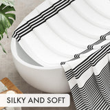 AmazerBath Shower Curtain, Washable Cloth Black Shower Curtain Sets with 12 Shower Curtain Hooks, Fabric Rustic Black and White Striped Shower Curtain, Farmhouse Bathroom Shower Curtain, 72x72 Inches AmazerBath