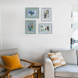 Buecasa Rustic 4x6 Inches Wooden Picture Frame Pack of 2 Vintage Cyan and White in Gift Box - Distressed Wood High Definition Glass Photo Frame Outside 6x8 Inches Buecasa