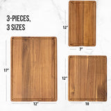 KOLWOVEN Wood Cutting Boards for Kitchen - Set of 3, Wooden Cutting Board Set with Holder for Chopping Meat, Cheese, Fruits, Vegetables, Knife Friendly Serving Tray KOLWOVEN