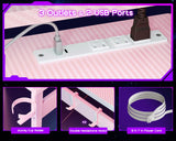 ODK L Shaped Gaming Desk with LED Lights & Power Outlets, 51" Computer Desk with Full Monitor Stand, Corner Desk with Cup Holder, Gaming Table with Hooks, Pink ODK