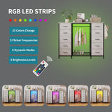 LUMTOK 55W 2-in-1 Dresser with Hanging Rack, 10 Drawers Dresser for Bedroom,Dressers with Fabric Drawers,LED Lights, Charging Station and Hanging Racks for Bedroom (Greige) LUMTOK