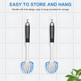 SetSail Dish Brush with Handle, 2 Pack Stiff Bristles Dish Scrubber with Built-in Scraper Dish Scrub Brushes for Cleaning Dishes, Pots and Pans, Kitchen Sink SetSail