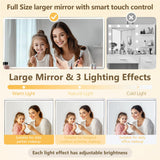 KOLIGEY Vanity Desk with Mirror and Lights, 45"W Farmhouse Makeup Vanity Desk with 44"W Lighted Mirror, Dressing Table with Glass Tabletop, 6 Drawers & 1 Cabinet Door for Bedroom, Dark Walnut & White KOLIGEY