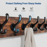 Tatub 38.6" Rustic Coat Rack Wall Mount with 10 Hooks, Large Coat Hanger Wall Mount, Heavy Duty Farmhouse Entryway Organizer Hooks for Hanging, Hat, Bag, Jacket Tatub