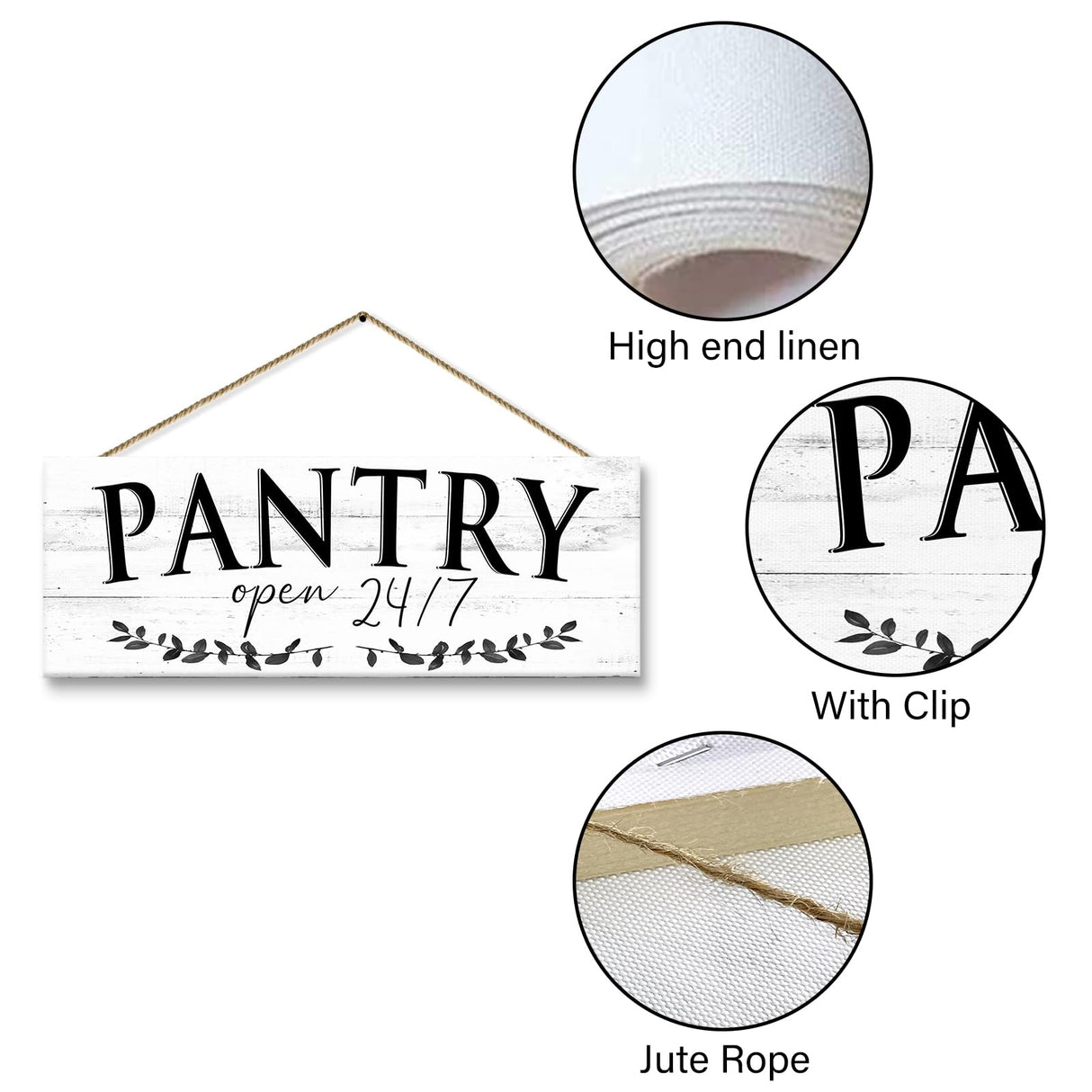 1 KINGO Rustic Pantry Signs Wall Decor: Farmhouse Kitchen Wall Art 6" x 14.5" Canvas Print Decorative Plaque Wall Hanging Open 24/7 Sign for Pantry Dining Room Home Decor 1 KINGO