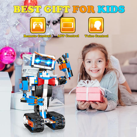 okk Robot Building Toys for Boys, STEM Projects for Kids Ages 8-12, Remote & APP Controlled Engineering Learning Educational Coding DIY Building Kit Rechargeable Robot Toy Gifts for Girls okk