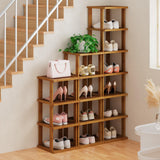 ZUJJAFY Bamboo Shoe Rack for Entryway, Vertical Shoe Rack 7-Tier Tall & Narrow Shoe Shelf for Small Spaces, Free Standing Corner Shoe Rack Organizer for Front Door Entrance Closet Bedroom and Garage ZUJJAFY