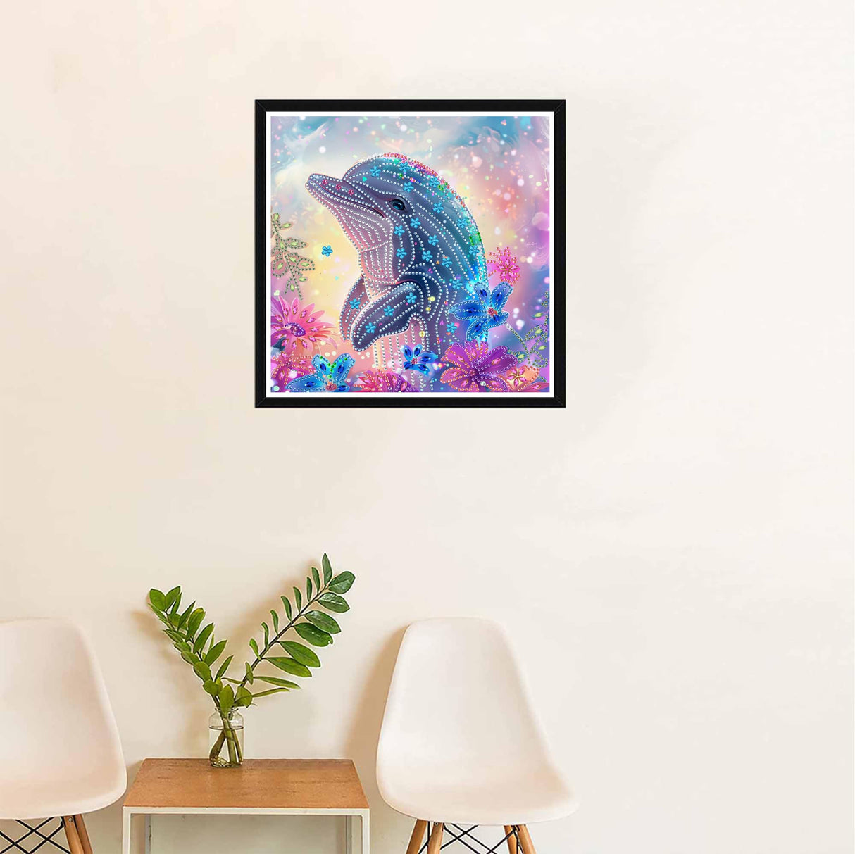 SKRYUIE DIY Diamond Art Kits for Adults Dolphin Special Shape - 5D Diamond Painting Kits for Adults Animal - Crystal Embroidery Cross Stitch - Craft for Wall & Office Decor 12 x 12 Inch c5 SKRYUIE