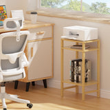 YUFAM 28in Tall Bamboo Side Table 3-Tier Small Narrow End Table, Skinny Nightstand for Small Space, Farmhouse Slim Night Stand with Storage for Couch, Wooden Thin Bedside Table, Natural YUFAM