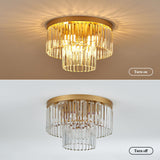 Faibra 17" Gold Crystal Ceiling Light - Modern 9-Light 2-Tier Luxury K9 Crystal Fixture for Dining Room, Kitchen, Island, Living Room, Bedroom Faibra