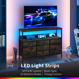 Yoobure TV Stand Dresser for Bedroom, 7 Fabric Drawers Entertainment Center, LED Dressers with Power Outlets, TV Stands for Living Room with Storage Shelf, TV Console Entertainment Stand up to 50" TV Yoobure