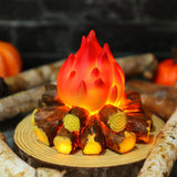 ABOOFAN LED Fake Campfire Lamp Battery Powered Artificial Fire Fake Flame with Realistic Log Flameless Candle for Halloween Christmas Campfire Party Decorations ABOOFAN